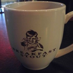 My new Breakfast Stout mug, included in the cost of the flight!