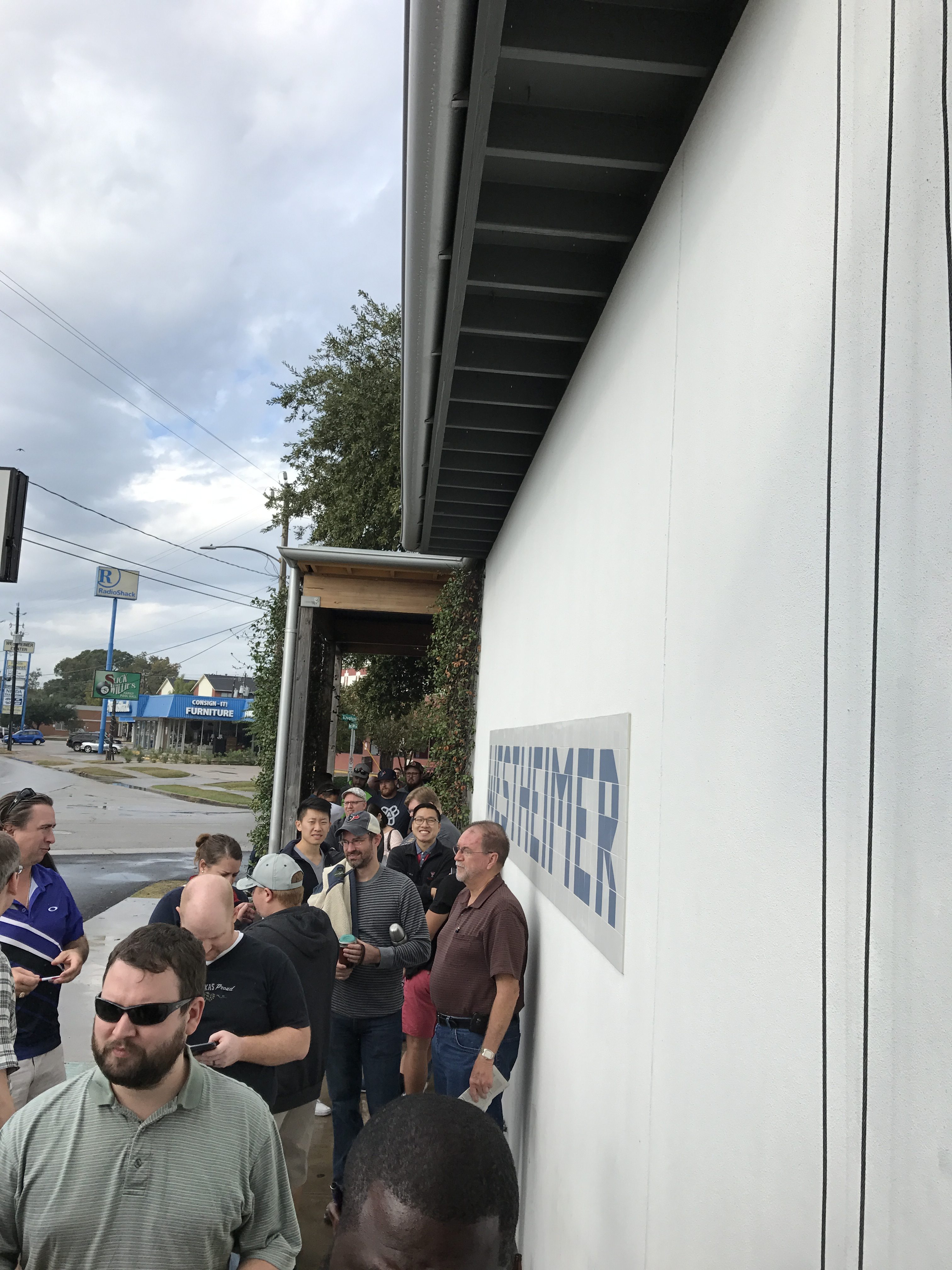 The beer line on Black Friday at The Hay Merchant. 